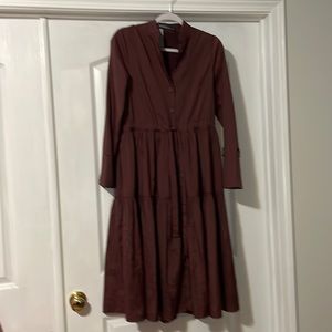 Dress bust 38 waist stretches to 35 and can be tied tight length 43 color mauve